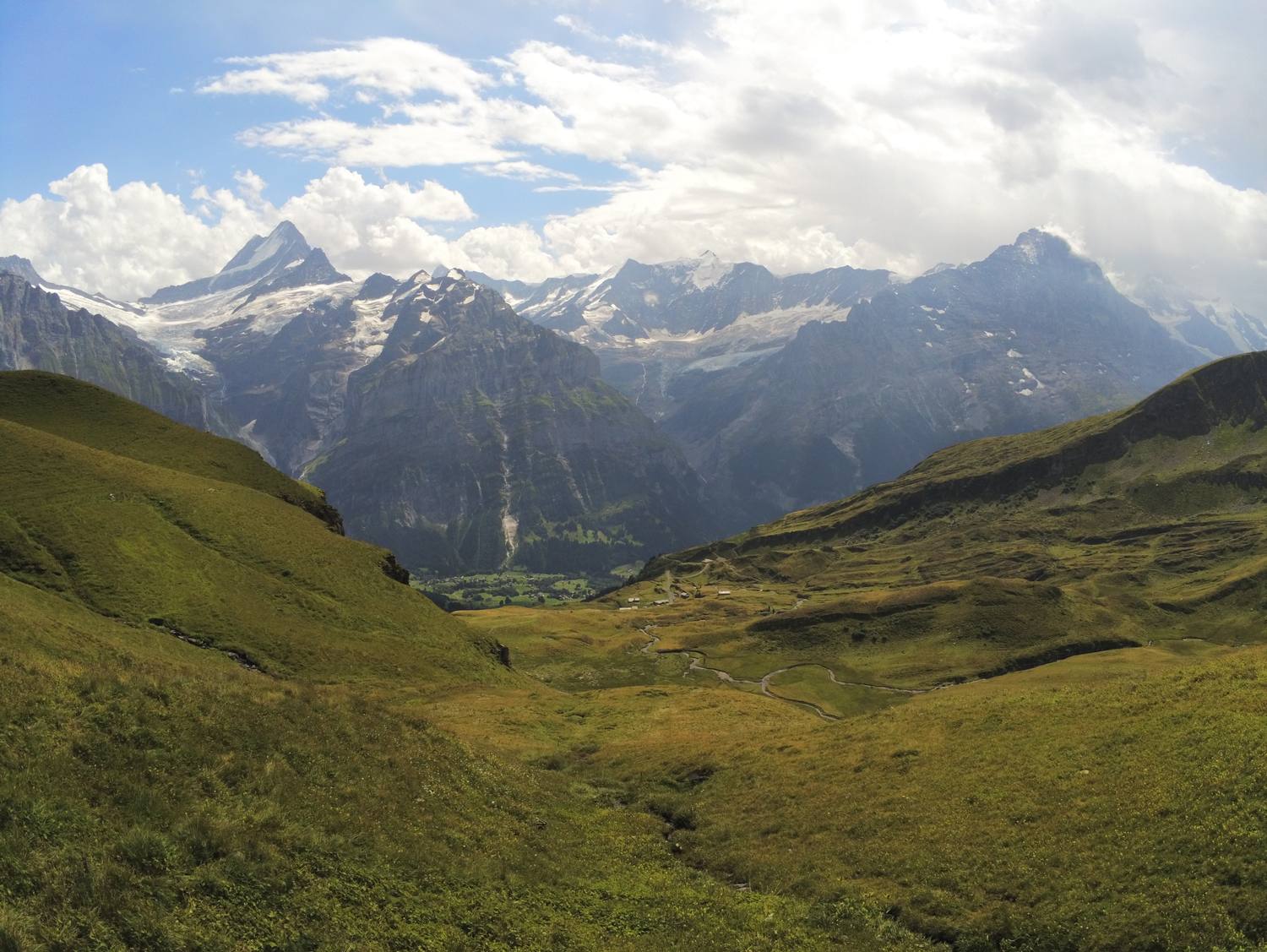 The Grindelwald valley below the Schreckhorn and the Grindelwald glaciers