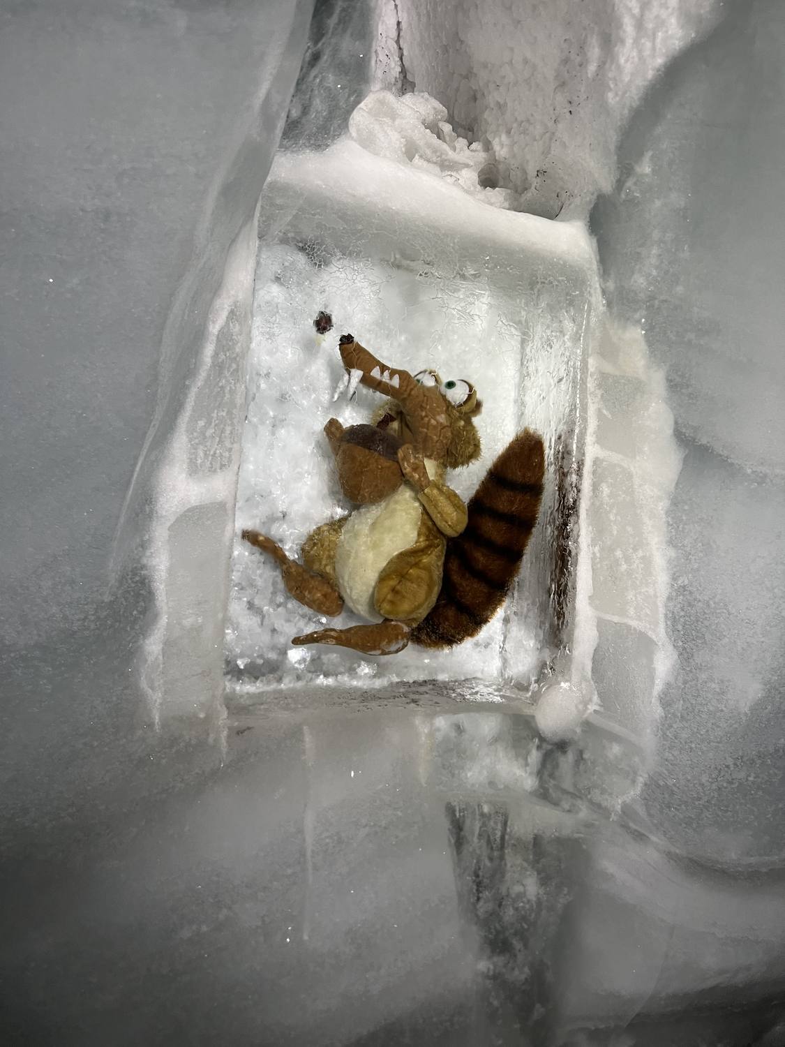 A figure carved into the ice in the Ice Palace inside the Jungfraujoch