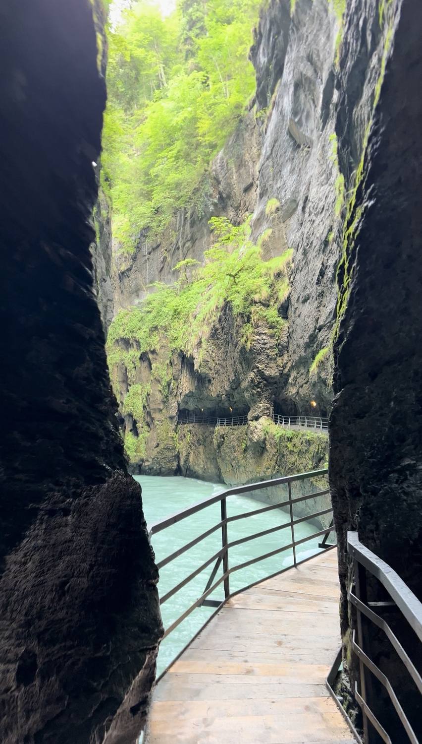 The wooden walkway through the narrow Aare Gorge near Meiringen