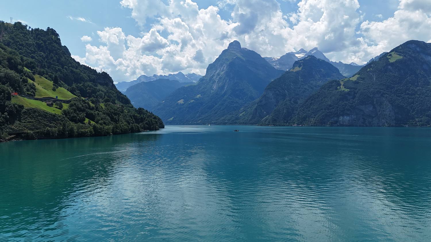 The fjord-like Urnersee, the southern arm of Lake Lucerne, on the steamer route to Flüelen