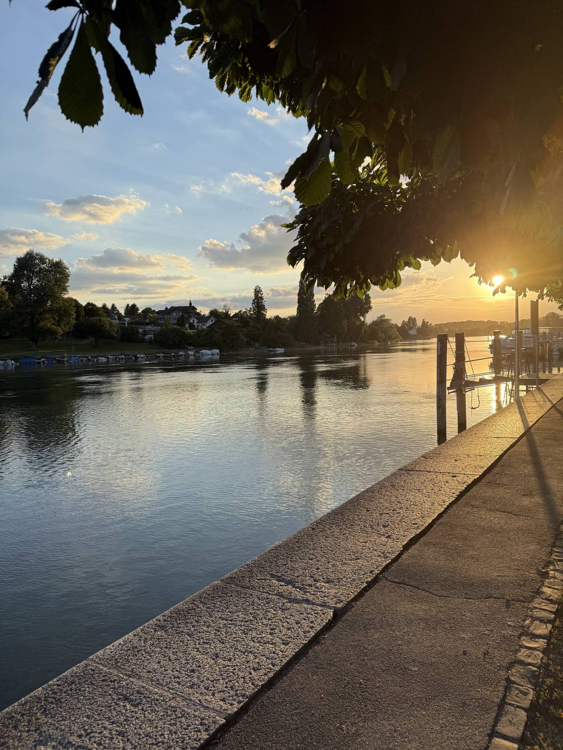 The Rhine promenade at Stein am Rhein in the last light of the day