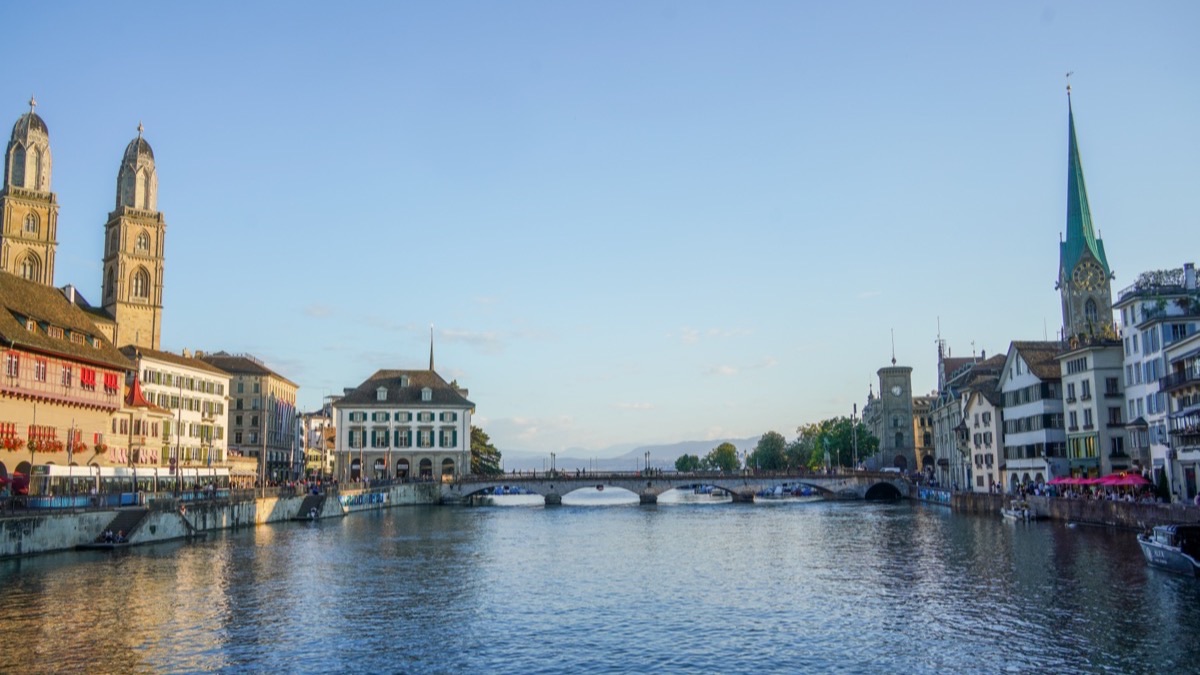 Zurich old town with the Grossmünster twin towers