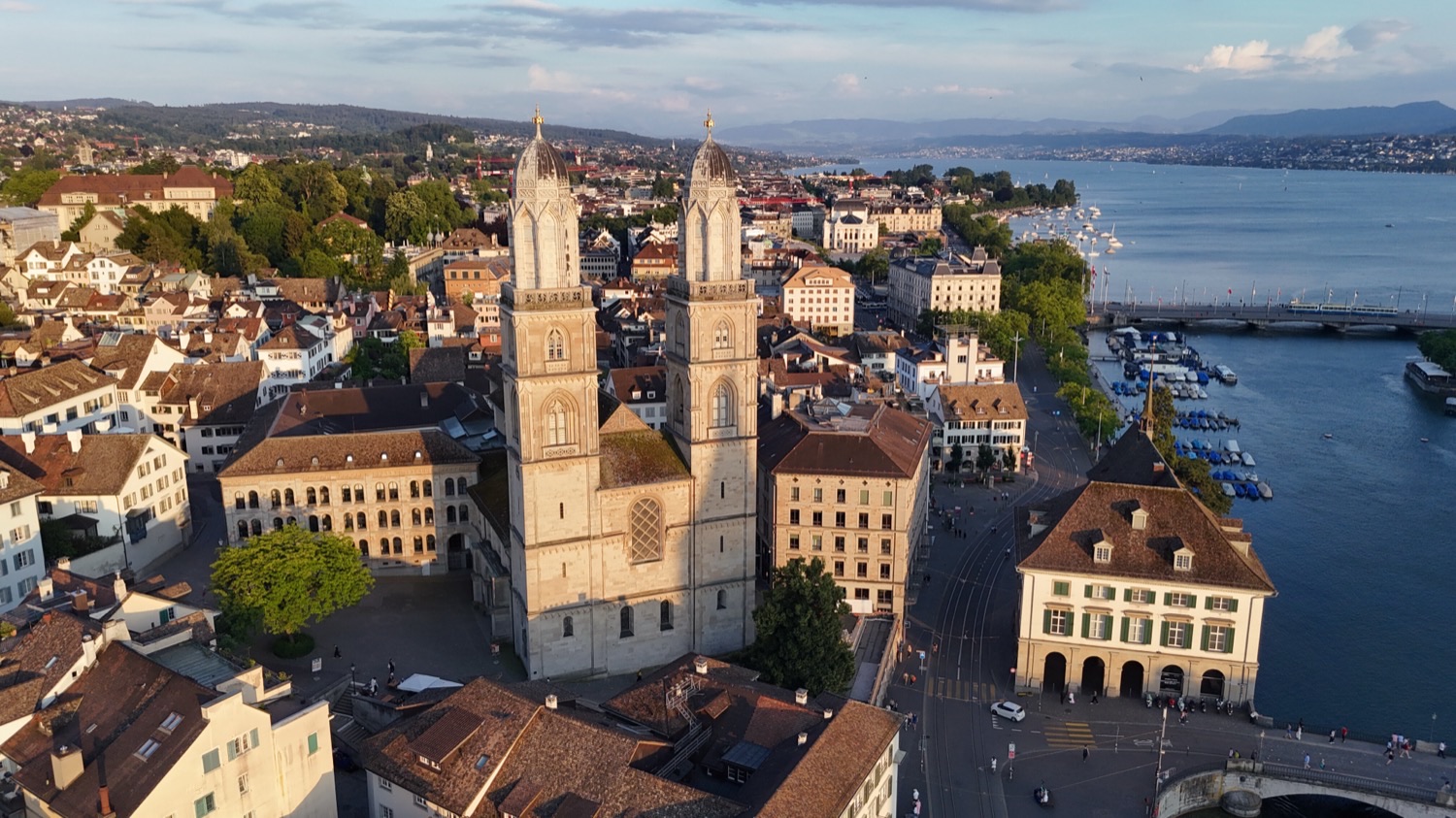 The twin towers of the Grossmünster church in Zurich